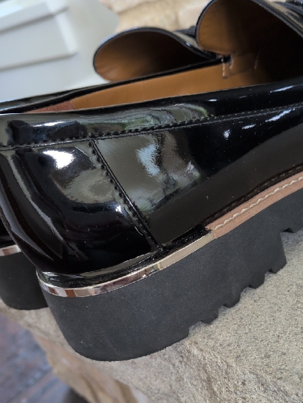 FRANCO SARTO I Faux Black Patent Leather Franco Carolynn Tassel Loafer Shoes, 10 - Picture 8 of 14